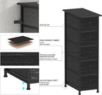 GiftGo Narrow Dresser Vertical Slim Dresser Chest of Drawers Skinny Storage Tower for Small Spaces Gaps Closet Bedroom Bathroom Small Fabric Drawer Unit (Charcoal Black, 5 Drawers)