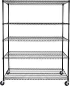 Seville Classics UltraDurable Heavy Duty NSF Solid Steel Wire Rack Storage Unit, Organizer for Garage, Warehouse, Office, Restaurant, Classroom, Kitchen, Black, 5-Tier Shelving, 60" W x 24" D