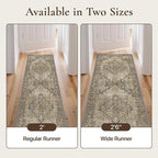 GENIMO 2'6''x6 Runner Rugs for Hallway, Machine Washable Non Slip Vintage Rugs, Low Pile Lightweight Soft Print Rug for enrtyway, Corridor, Home Office, Kitchen, Rustic Brown