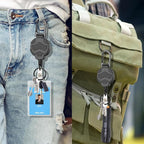 Retractable Keychain Badge Holder with Belt Clip,OR Heavy Duty Carabiner ID Badge Clip Reel, 31.5” Steel Retractable Cord, 10 oz Rebound，Black-1 Pack (with 1 Badge Holder)