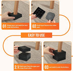 shouwuhho Furniture Risers, 32 Pack Bed Risers with Non-Slip Grip and Heavy Duty Support, 1 Inch 2 Inch 3 Inch 4 Inch Height Lift for Couch, Sofa, Table, Desk, Chair, Refrigerator - Black, 1 Inch
