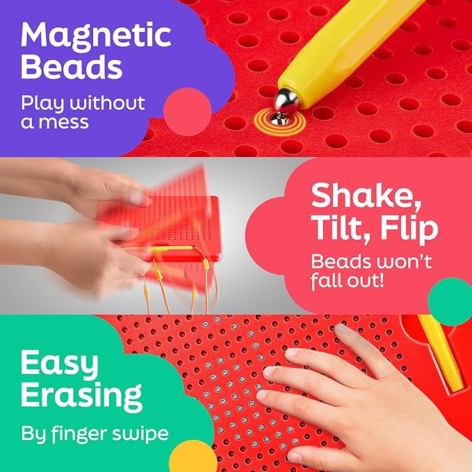 AYNAT FUN Magnetic Drawing Board for Kids & Toddlers with Beads and Magnet Stylus Pen - Magnetic Tablet Toy for Airplane & Car Ride Activities for Kids