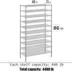 Regal Altair 21" Deep x 48" Wide x 86" Height Wire Shelving Kit | 10-Tier | NSF Commercial Storage Rack Unit
