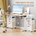 Marbrasse Rolling File Cart with 4 Storage Drawers, Mobile File Cabinet on Lockable Wheels, Hanging Filing Cabinet Organize, Under Desk Utility Cart for Home Office - White