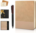 TSFPapier A5 Lined Notebook with Pen & Gift Box 216 Pages PU Leather Journals for Women Men 100GSM Thick Paper College Ruled Notebook for Christmas Gifts, School,Travel,Business,Work,Home Writing (Khaki)