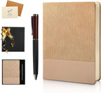TSFPapier A5 Lined Notebook with Pen & Gift Box 216 Pages PU Leather Journals for Women Men 100GSM Thick Paper College Ruled Notebook for Christmas Gifts, School,Travel,Business,Work,Home Writing (Khaki)