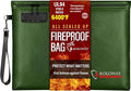 ROLOWAY Fireproof Document Bag (14.5 x 11.5 inch), 6400℉ Fireproof Money Bag with Zipper for Cash, Fire Safe Money Pouch with Lock (Green)