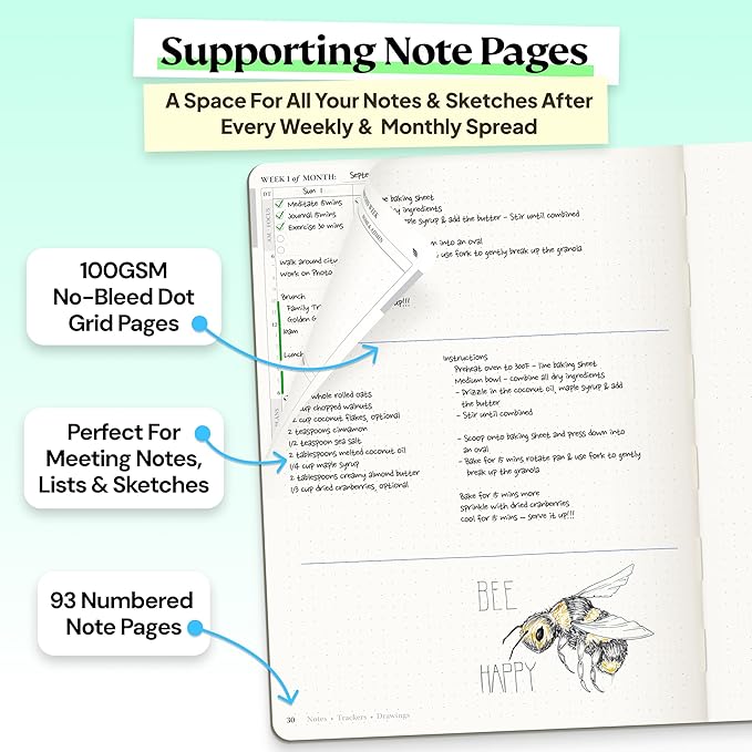 Purpose Planner Notebook B5 Hardcover 7.5”x9.8”- Teal Undated Daily, Weekly, and Monthly 2026 - Productivity & Goal Setting Tool for Work, Home, and Self-Care - ADHD & Journal for Adults