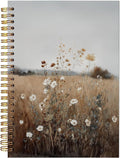 BitKan Vintage Wild Flower Spiral Notebook, Retro Cottagecore Wildness Botanical Floral Journal for Women, Farmhouse Rustic Country Landscape Botanical Notebook 5.5x8.3 Inch-368