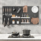 MULSAME Pegboard Combination Kit, 25.2" x 50.4" Wall Mounted Storage Set with 8 Pegboards & 40 Accessories Hanging, Peg Boards Organizer