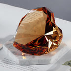 Amber Crystal Diamonds Paper Weights, Heart Shape Real Crystal Diamond Glass Gems Paperweight for Decoration 80mm, Big Diamonds Home Office Decor Valentine's Day Gift Wedding Favors with Gift Box