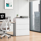 Bestoo 3-Drawer File Cabinet with Lock, Metal Filing Cabinet for Home Office, Lateral Filing Storage Cabinets, Fits File Folders, Letter/Legal/F4/A4 Size, Assembly Required (White)