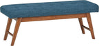 Amazon Basics Modern Haraden Upholstered Button-Tufted Bench, Blue, 16 x 44 x 17 in