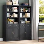 BORNOON 71.4" Tall Bookshelf with Drawers & Cabinet, 5-Tier Floor Standing Bookcase with Storage Doors, Adjustable Shelves & Metal Handles, 31.5" Wide Organizer for Home Office, Living Room