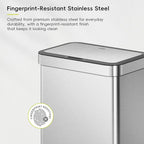 EKO Econova 30L+30L Dual Compartment Motion Sensor Trash Can, 16 Gallon Automatic Kitchen and Recycling Bin, Soft-Close Lid, Fingerprint-Resistant Stainless Steel Garbage Bin, 2 Inner Buckets