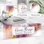 Custom Office Name Plate, Personalized Gifts for Women & Employees, Office Desk Accessory (Purple Marble)