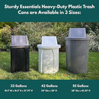 Sturdy Essentials 32 Gallon Square Slatted 100% Recycled Plastic Heavy Duty Outdoor Commercial Trash Can with Swing Top Lid | Great for Schools and Businesses - Green Granite