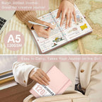 AHGXG Bullet Dotted Journal - Dot Grid Notebook Journal, 120 GSM Thick Acid-Free Paper, A5 Dotted Notebook 160 Pages, Leather Hardcover, Inner Pocket, Journal Stencil, 5.7'' × 8.3'' - Rose Gold