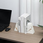 Faticdorr Luxury Marble Bookends for Shelves, 11LB Heavy Duty Marble Book Ends for Heavy Books, Stone Bookends Decorative, Polished, Calacatta Gold Triangular, Set of 2