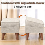 FAGAGA Ottoman Foot Rest, Small Footstool Ottoman with Storage, Modern Foot Stool with Adjustable Lid and Sturdy Wood Legs for Living Room, Bedroom, Couch, Enterway (Beige)