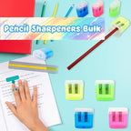 120 Pieces Pencil Sharpeners Bulk Colored Dual Holes Sharpeners Portable Manual Pencil Sharpeners for Kids Students Classroom Supplies, 4 Colors