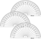 Zonon 3 Pcs 4 Inch Clear Plastic Protractor Bulk Math Protractors Set 180 Degrees Geometry Drafting Tools for Classroom Industry Office Back to School Supplies