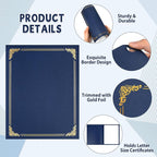 gisgfim 15Pcs Certificate Holders Diploma Covers Single Sided Gold Foil Border Award Certificate Covers for Letter Size 8.5x11 Certificates Cardstock Document Papers Storage Organizer (Navy Blue)