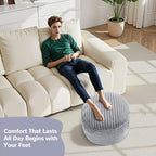 MeMoreCool Stuffed Round Pouf Ottoman Foot Rest, Soft Plush Floor Pouf Foot Stool, Corduray Footstool Footrest, Small Round Ottoman for Living Room Couch Sofa Chair, 20x15 Inch Grey