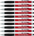 SyPen Customized Pens With your Custom Logo or Text-300 Pack Bulk-for Businesses, Parties, and Events, 2 in 1 Ballpoint Pen & Stylus Compatible with Touchscreen Devices, Red Barrel, Black Ink