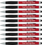 SyPen Customized Pens With your Custom Logo or Text-300 Pack Bulk-for Businesses, Parties, and Events, 2 in 1 Ballpoint Pen & Stylus Compatible with Touchscreen Devices, Red Barrel, Black Ink