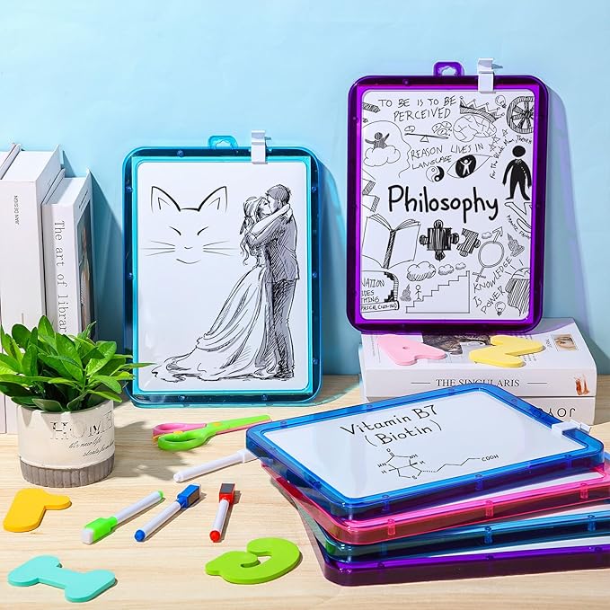 Outus 10 Pcs Dry Erase Mini White Boards Bulk 8.5 x 11'' Small Magnetic Whiteboard Double Sided Colored Writing Boards for Kids Students Locker Fridge(Clear Colorful)