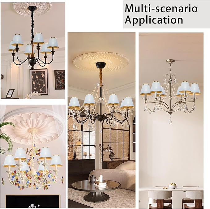TAaMTYH small lamp shade chandelier shades set of 3，Fabric Lampshade for Wall Lamp，chandelier shades，small tadle lamps，For Cutting Edge bulbs, Clip-on Fitter Lampshade，3" X 6" X 5"