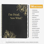 SUNEE End of Life Planner - I‘m Dead Now What Planner, Large Print Spiral-Bound Estate Organizer with Tabs for Seniors & Family. Covers Final Wishes, Passwords & Funeral Planning.A4（9"x11.2"),Black