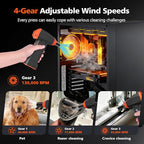Electric Compressed Air Duster, 110000RPM Cordless Portable Air Blower Mini Powerful Jet Dry Blower 4 Adjustable Speeds Levels Rechargeable for Keyboard, PC, Car