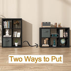 furtble Bookshelf with Storage Bins, 6 Cube Storage Organizer, Modern Wood Bookcase, Multifunctional Display Shelf for Living Room (Matte Black, 6 Cube)