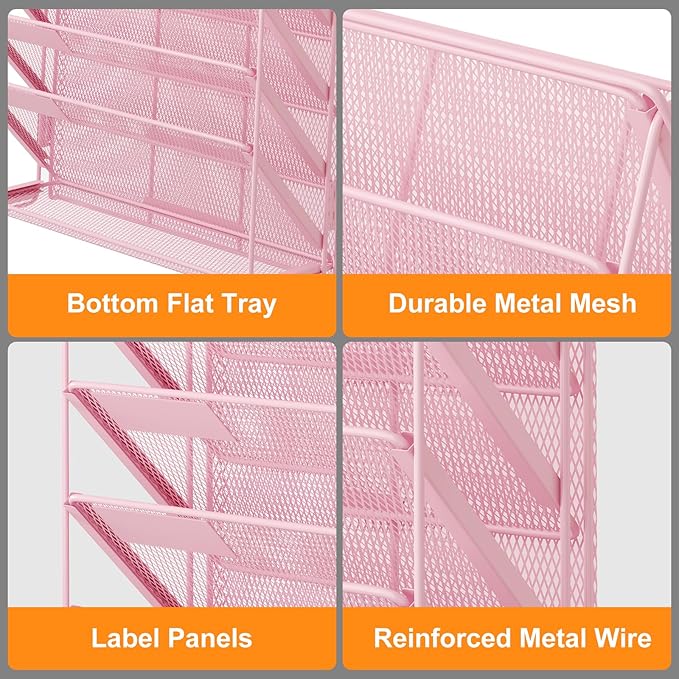 Kuntine.B Wall File Organizer (Pink, 7 Tier 2 Pack)