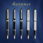 Waterman Expert Fountain Pen Gloss Black with 23k Gold Trim Fine Nib Gift Box