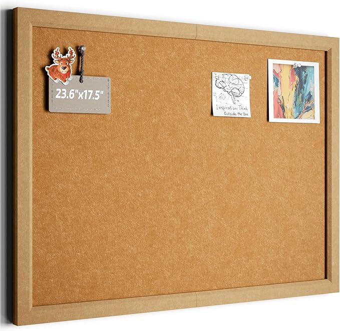 Fluxynara Foldable Cork Board Alternative, Felt Bulletin Board 24" x 18" Mustard Yellow Frame with 16 Adhesive Tabs, Pin Board for Home Office, Classroom, Entryway, Kitchen Wall Decor—Sunset Yellow