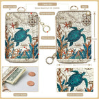 bolimoss Turtle Lanyard Wallet with Id Badge Holder, Cute RFID Small Wristlet Keychain Wallet, Zipper Credit Card Holder Phone Wrist Neck Strap for Key Name Tag, Teacher Student Office Women
