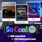 XIAOOHO Programmable LED Car Sign,Scrolling LED Sign,Flexible LED RGB Message Display,Bluetooth APP,DIY Design Colours,Animations,Text, Graffiti