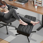 VECELO Under Desk Footrest, PU Ergonomic Foot Rest with Comfort Padding, Height Adjustable for Relieving Leg Pain, Stiffness, Black