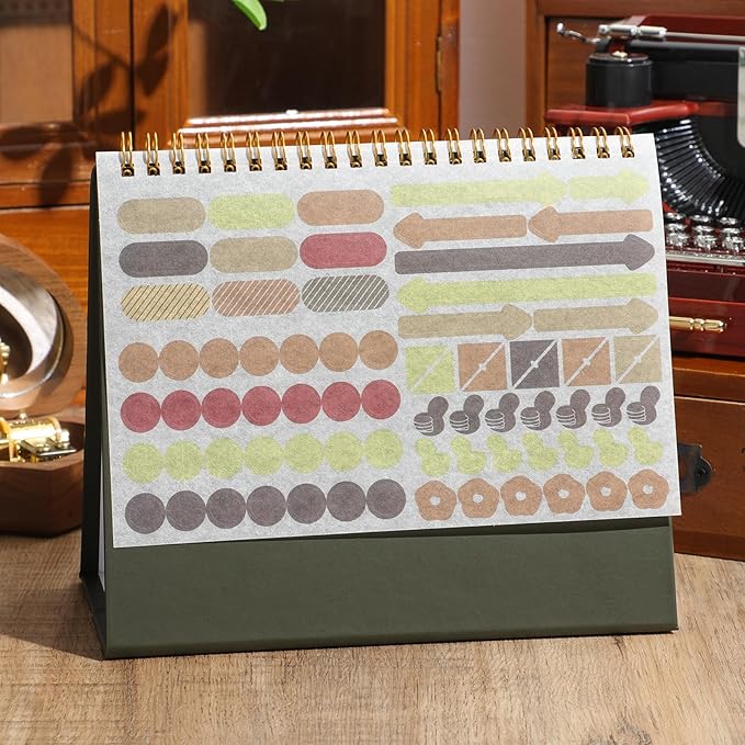 Small Desk Calendar 2026, Standing Flip Desktop Calendar from January 2026 to June 2027 - Metal Ring Twin-Wire Binding Monthly Desktop Calendar for Home Office School (Green)