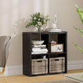 4 Cube Storage Organizer, 2x2 Cube Bookshelf, Cubby Storage Shelf, Wooden Organizer Shelf with Thickened Boards, for Closet Bedroom Home Office Living Room, 25.12" L x 9.37" W x 25.12" H, Black