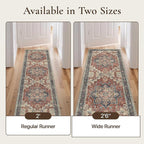 GENIMO 2'6''x8 Runner Rugs for Hallway, Machine Washable Non Slip Vintage Rugs, Low Pile Lightweight Soft Print Rug for enrtyway, Corridor, Home Office, Kitchen, Bordeaux