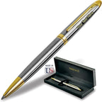 FANSTIK Customized BallPoint pen with name (MADE IN USA), stainless steel, Silver and gold, luxury engraved pen personalized for men and for women. (BallPoint Silver-Gold)