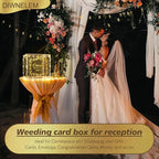 DIWNELEM Acrylic Wedding Card Box with Lock String Light Clear Large Card Box for Wedding Letter Box Envelope Box Acrylic Gift Card Box Money Box for Party Birthday Reception