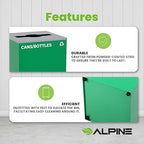 Alpine Mixed Lid Industries 29 Gallon Sturdy Steel Cube Recycling Container, Square Opening - 3 Color Cans Available Sold Separately (Lid Mixed Opening)
