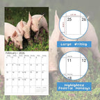 2026 Wall Calendar,Calendar 2026, November 2025 - December 2026, Wall Calendar Pigs & Piglets, 12" x 24" Opened,Full Page Months Thick & Sturdy Paper for Gift Perfect Calendar Organizing & Planning