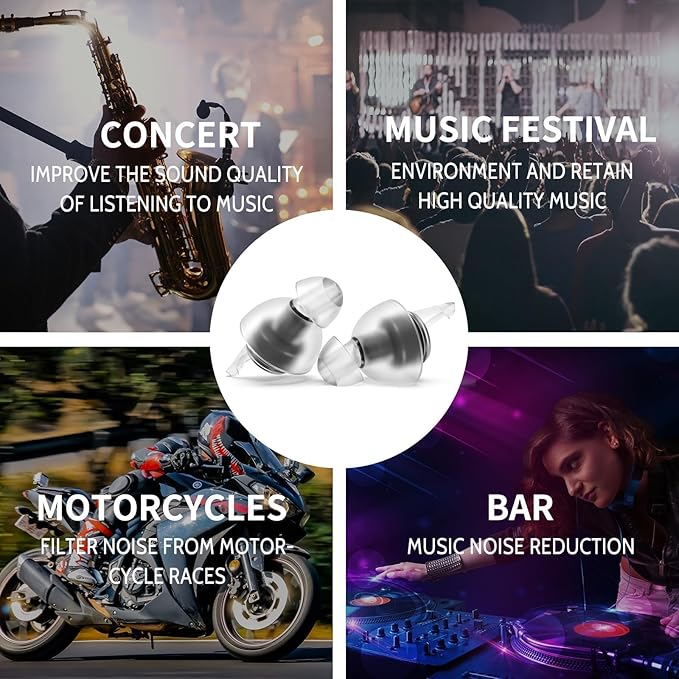 LYSIAN High Fidelity Concert Ear Plugs for Music- 2 Pairs Reusable Musicians Earplugs for Noise Cancelling, Concert Festivals, Drummers, DJS, Raves, Games -23dB