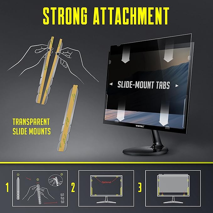 Privacy Screen Adhesive Tabs and Strips for Computer Monitors and Laptops - Replacement kit